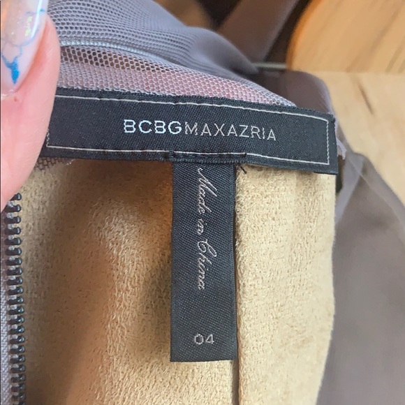 BCBG MAXAZRIA faux leather and mesh dress TAUPE - Picture 10 of 10